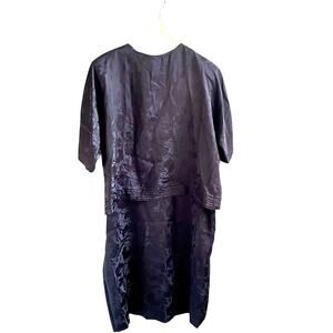 Vintage Black Jacquard Two-Piece Set – Alain Castel by Eliza Scott – Size 16